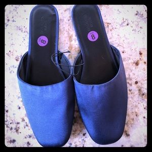Blue Satin Slippers